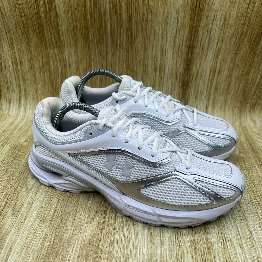 Under Armour HOVR Apparition Mens Size 9.5 White Silver Retro Runner 3027596-111